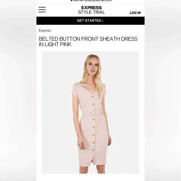Small express belted light pink dress